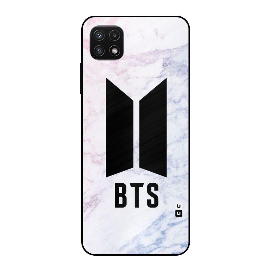 BTS Logo Marble Print Metal Back Case for Galaxy A22 5G