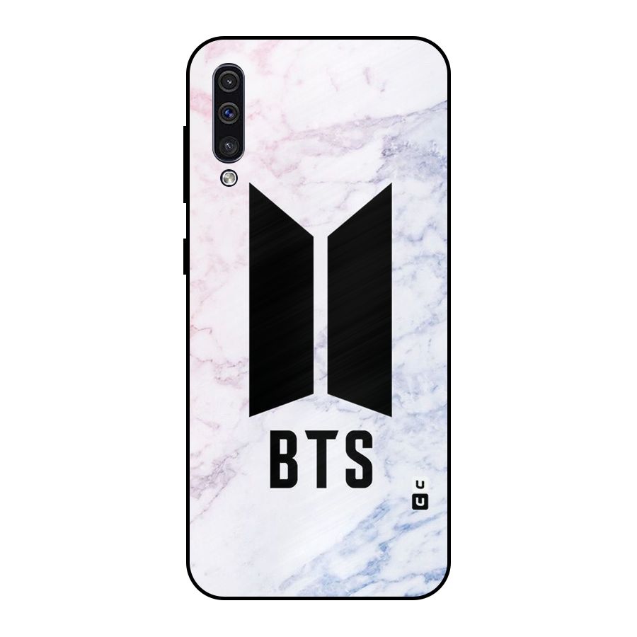 BTS Logo Marble Print Metal Back Case for Galaxy A30s