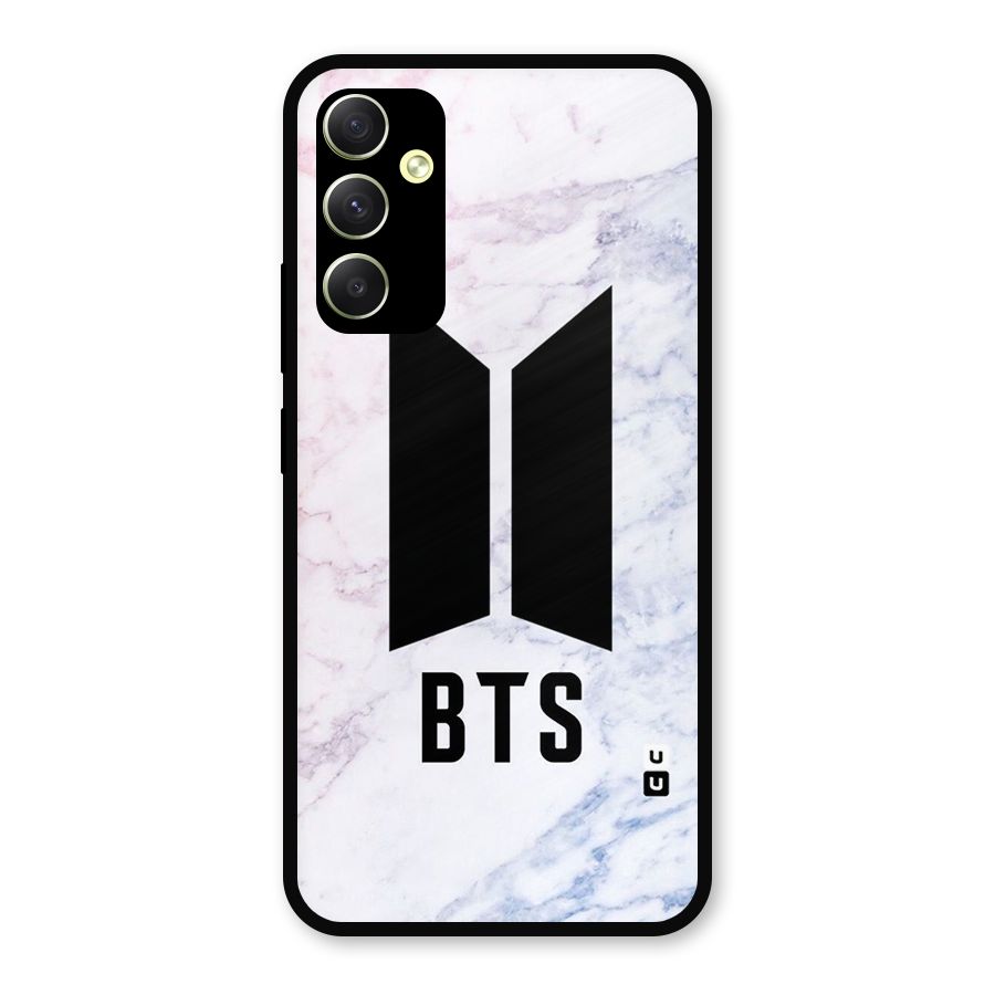 BTS Logo Marble Print Metal Back Case for Galaxy A34