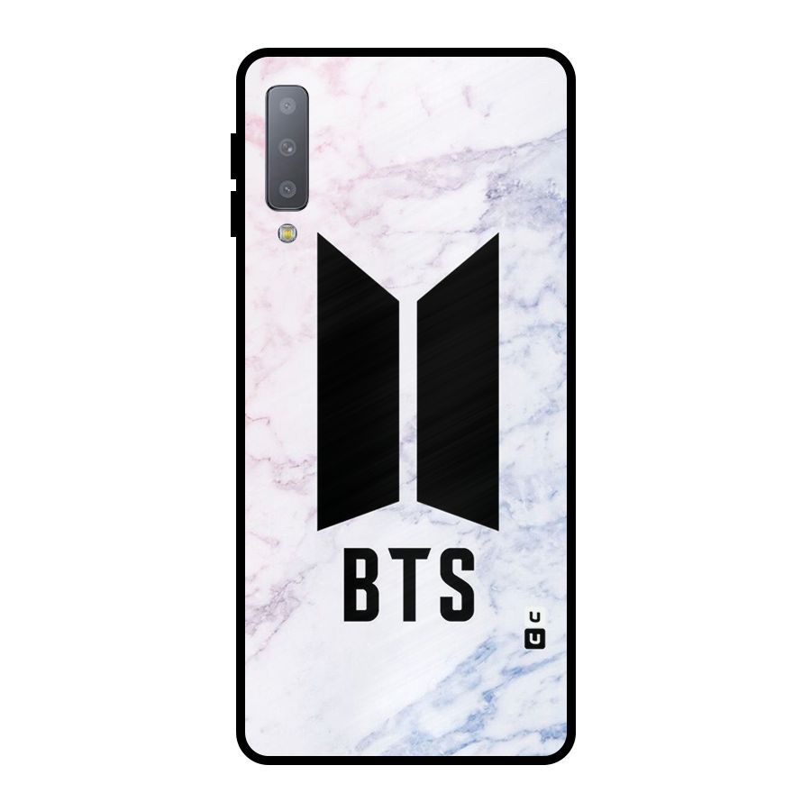 BTS Logo Marble Print Metal Back Case for Galaxy A7 (2018)