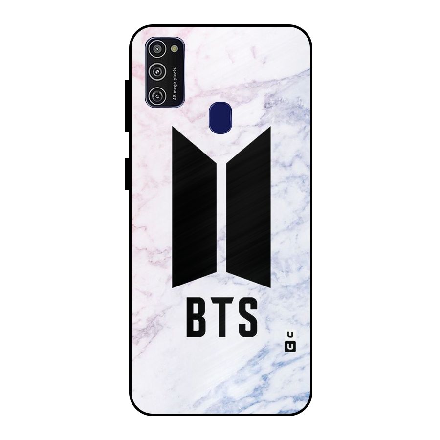 BTS Logo Marble Print Metal Back Case for Galaxy M30s