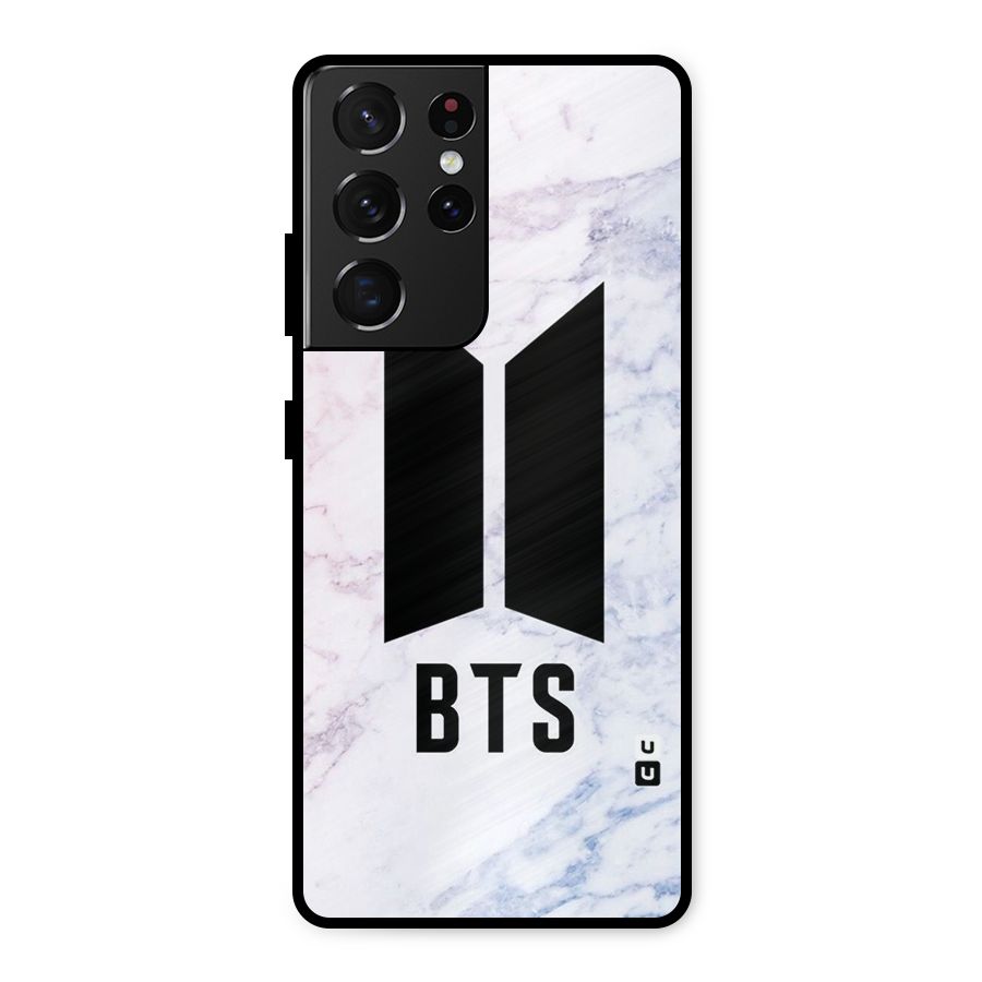BTS Logo Marble Print Metal Back Case for Galaxy S21 Ultra 5G