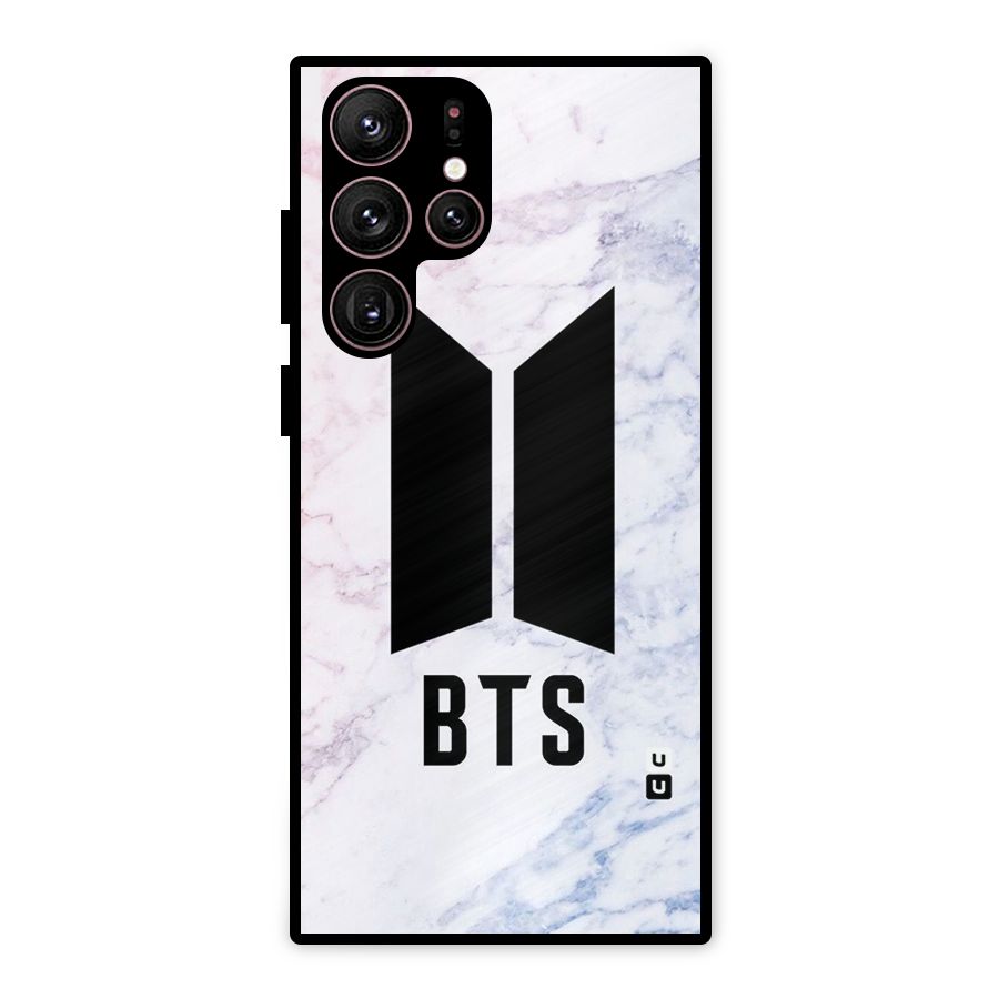BTS Logo Marble Print Metal Back Case for Galaxy S22 Ultra 5G