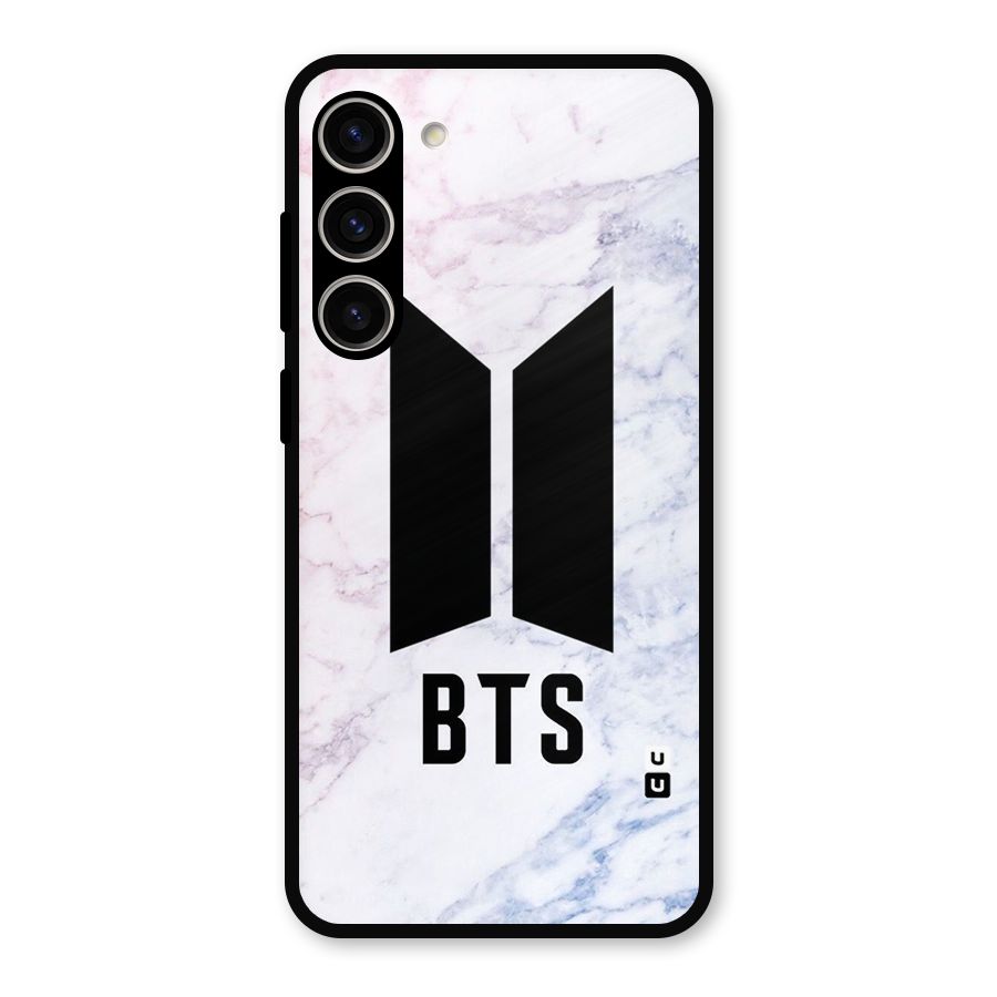 BTS Logo Marble Print Metal Back Case for Galaxy S23 Plus