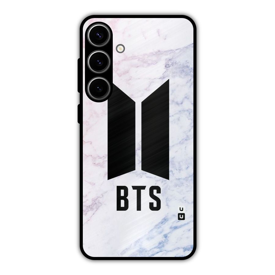 BTS Logo Marble Print Metal Back Case for Galaxy S24 Plus