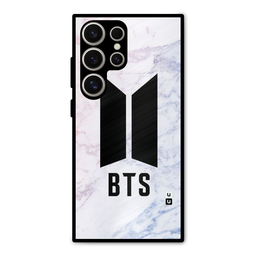 BTS Logo Marble Print Metal Back Case for Galaxy S24 Ultra
