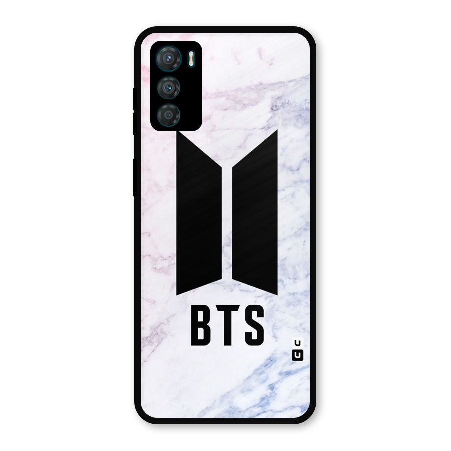 BTS Logo Marble Print Metal Back Case for Moto G42