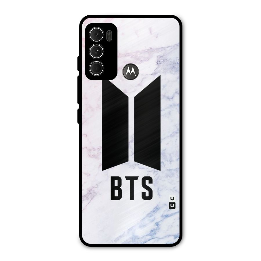 BTS Logo Marble Print Metal Back Case for Moto G60