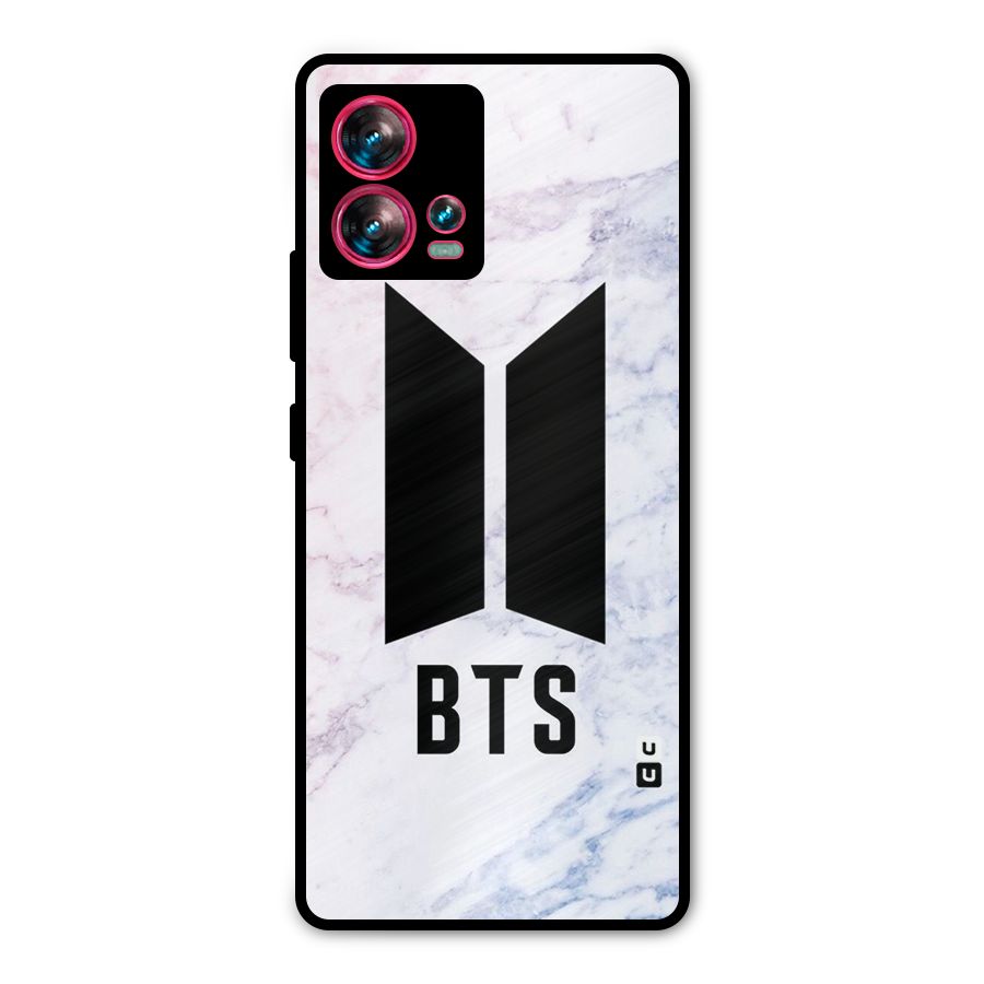BTS Logo Marble Print Metal Back Case for Motorola Edge 30 Fusion