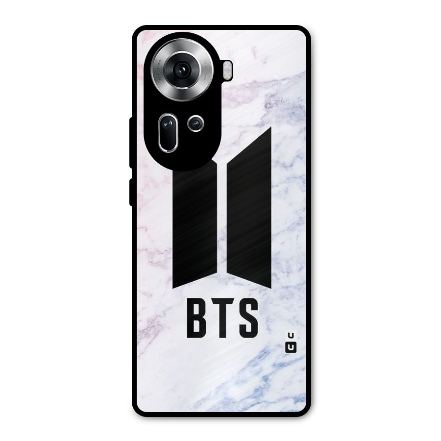 BTS Logo Marble Print Metal Back Case for Oppo Reno11 5G