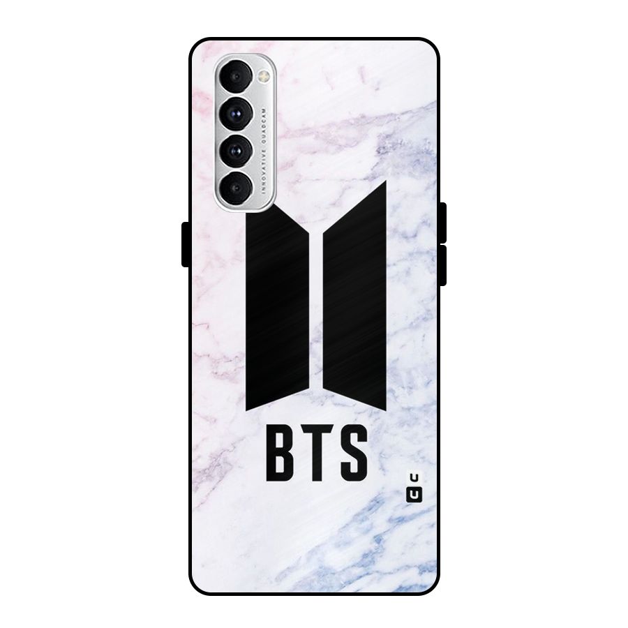 BTS Logo Marble Print Metal Back Case for Oppo Reno4 Pro