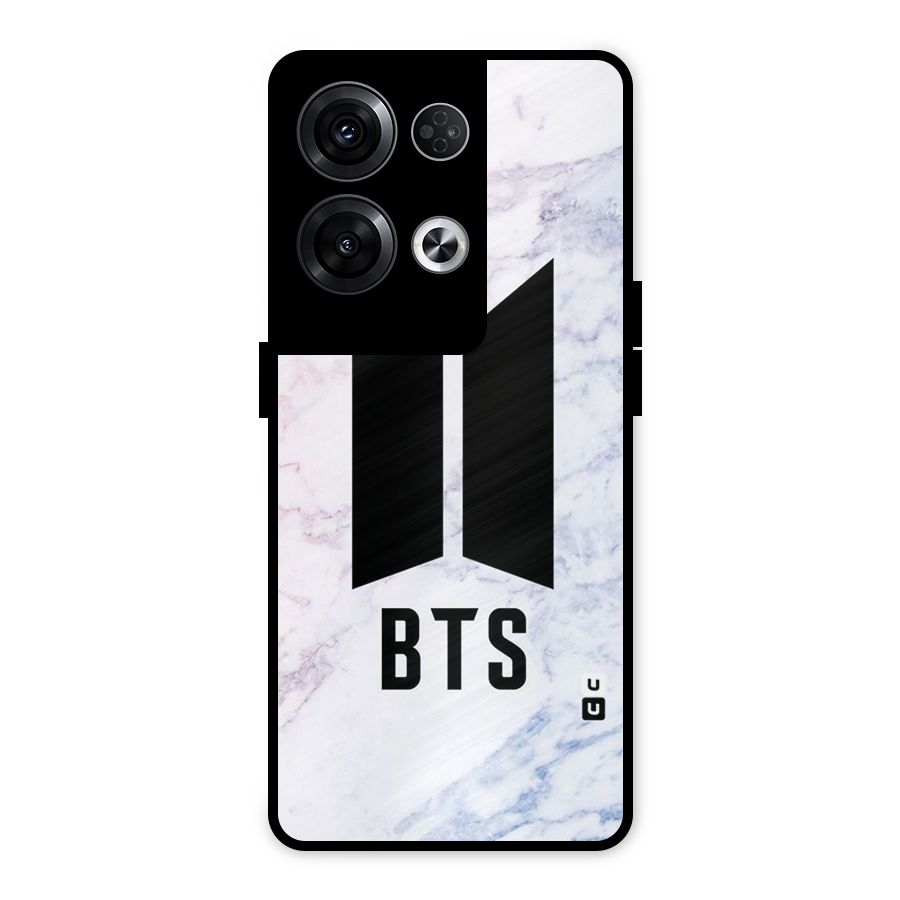 BTS Logo Marble Print Metal Back Case for Oppo Reno8 Pro 5G