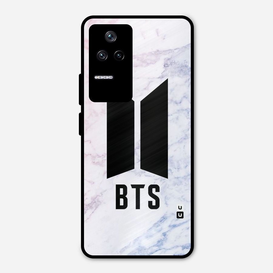 BTS Logo Marble Print Metal Back Case for Poco F4 5G