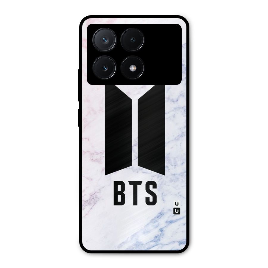 BTS Logo Marble Print Metal Back Case for Poco X6 Pro