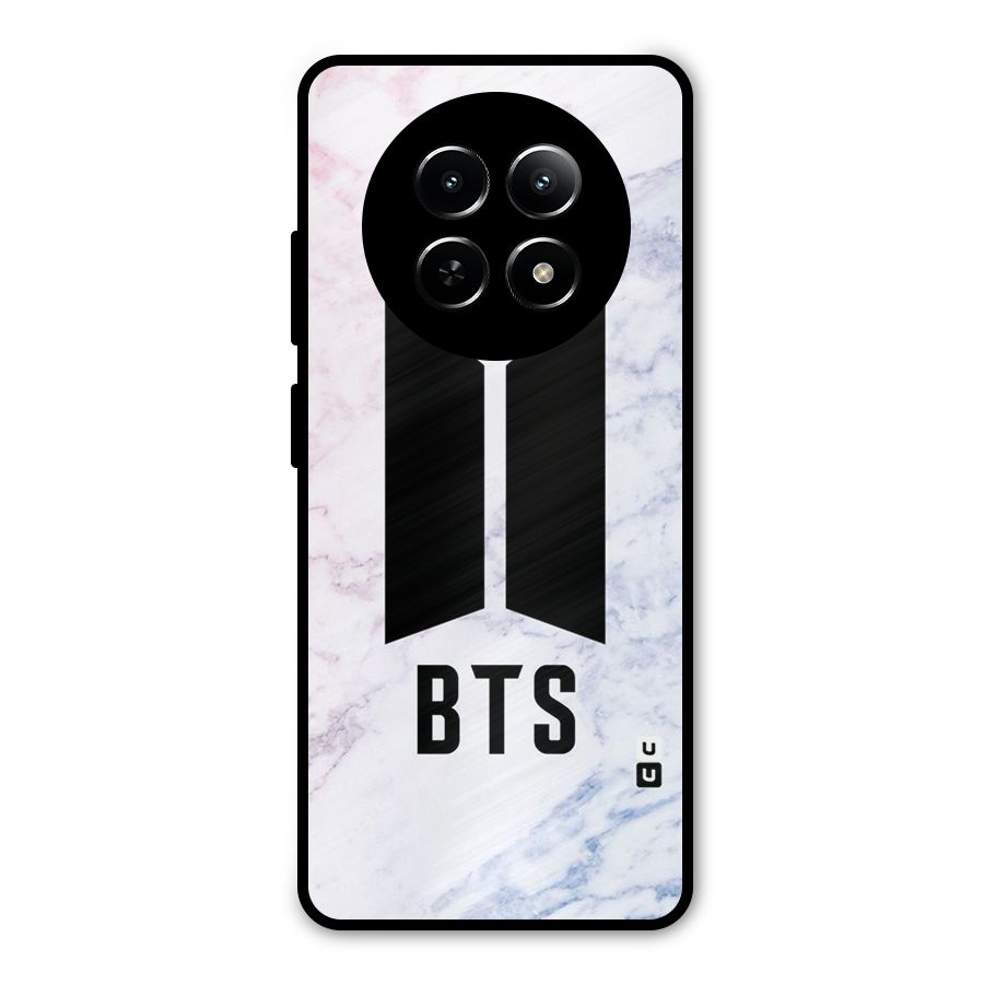 BTS Logo Marble Print Metal Back Case for Realme 12 5G