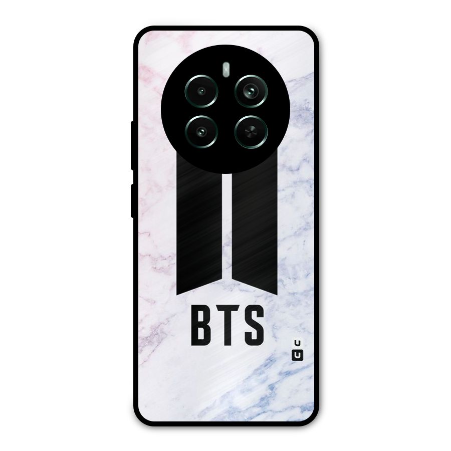 BTS Logo Marble Print Metal Back Case for Realme 12 Pro Plus