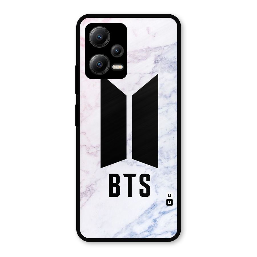 BTS Logo Marble Print Metal Back Case for Redmi Note 12 5G