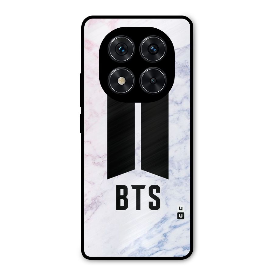 BTS Logo Marble Print Metal Back Case for Redmi Note 14 Pro 5G