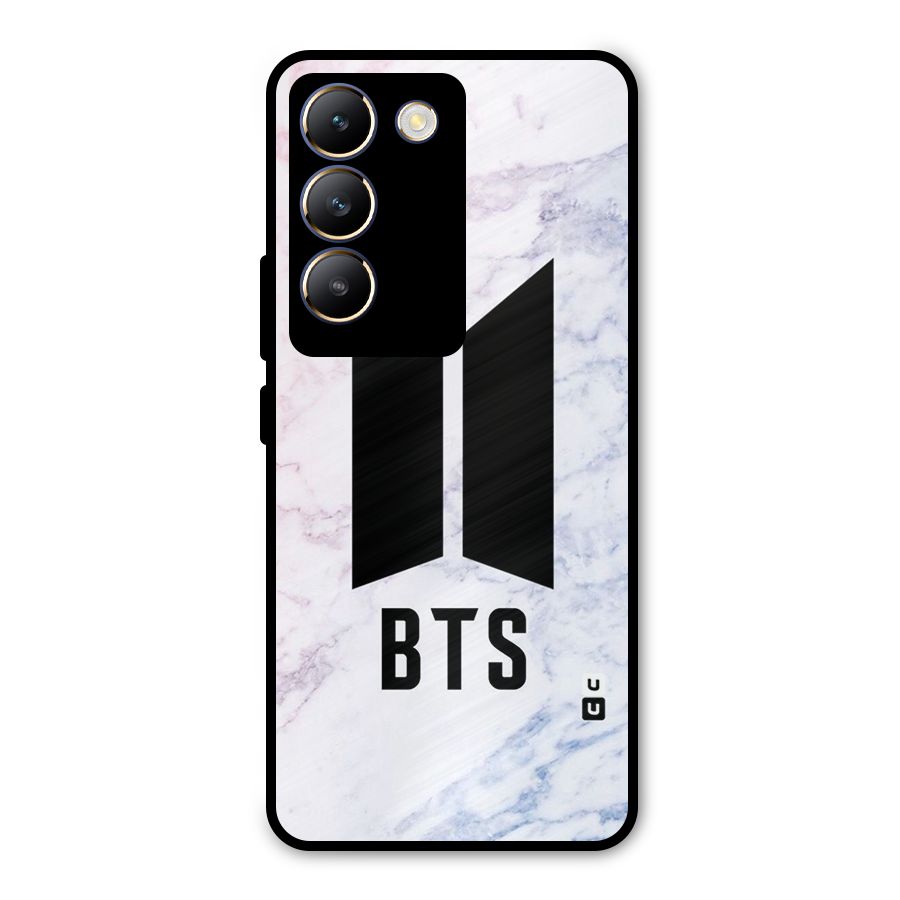 BTS Logo Marble Print Metal Back Case for Vivo T3 5G