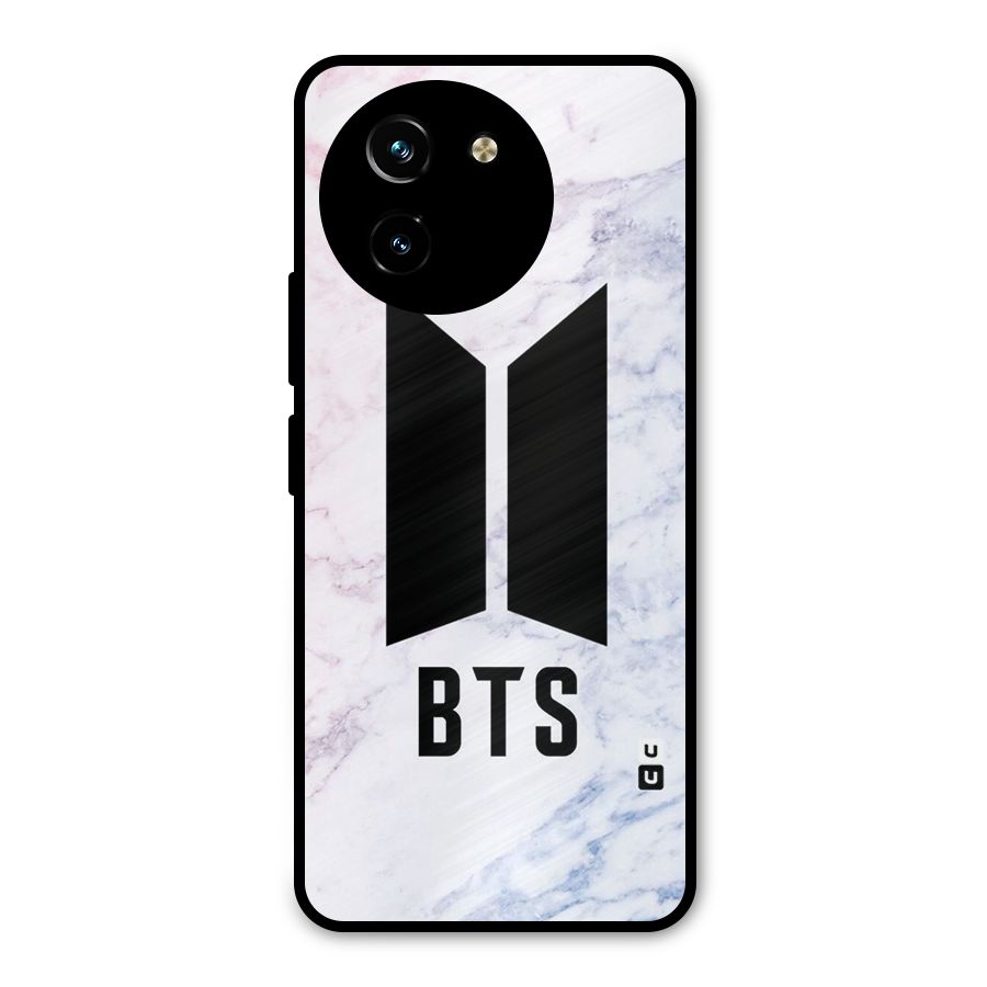 BTS Logo Marble Print Metal Back Case for Vivo T3x