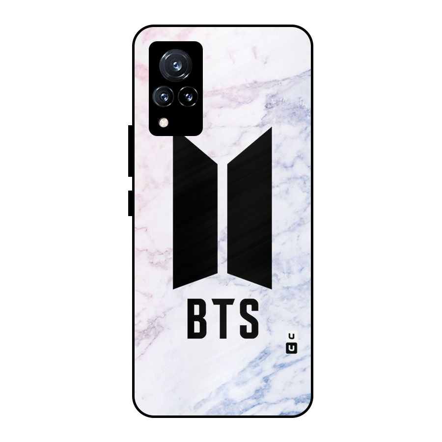 BTS Logo Marble Print Metal Back Case for Vivo V21 5G