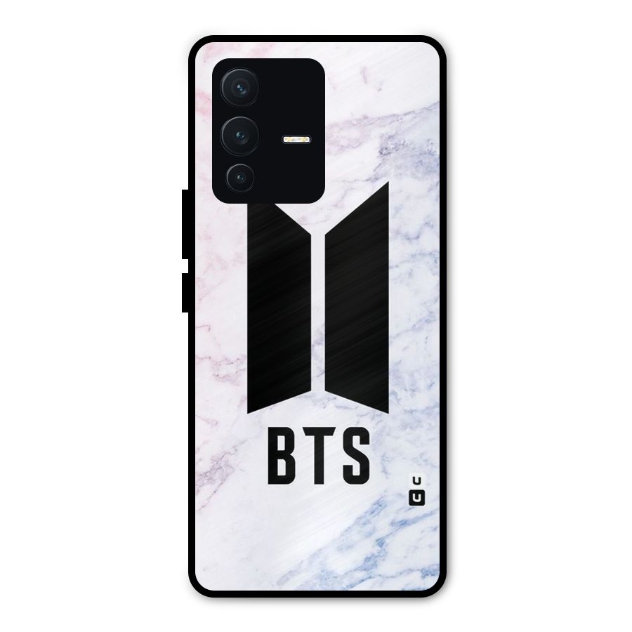 BTS Logo Marble Print Metal Back Case for Vivo V23 Pro