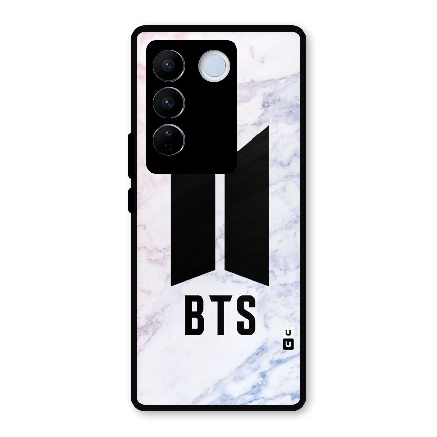 BTS Logo Marble Print Metal Back Case for Vivo V27