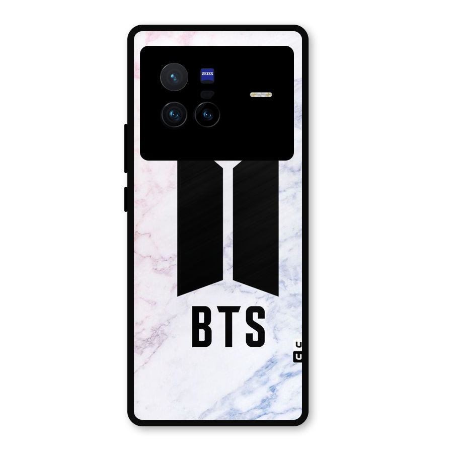 BTS Logo Marble Print Metal Back Case for Vivo X80