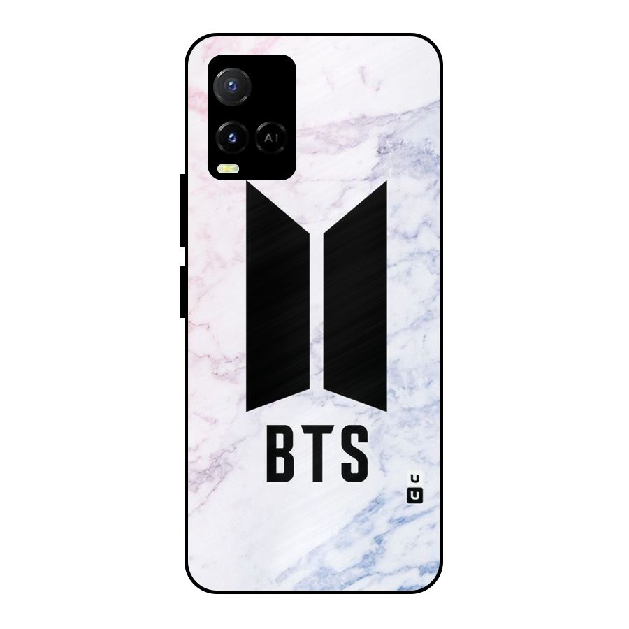 BTS Logo Marble Print Metal Back Case for Vivo Y21A
