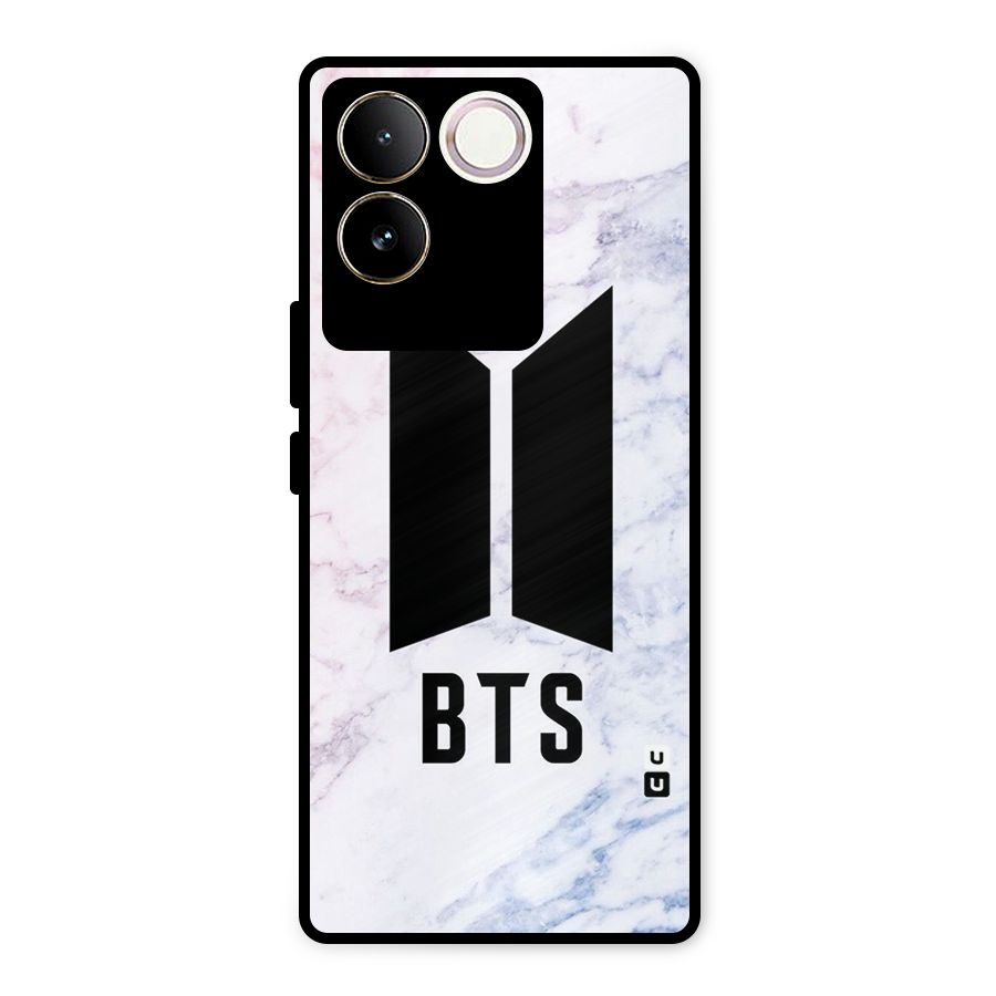 BTS Logo Marble Print Metal Back Case for iQOO Z7 Pro