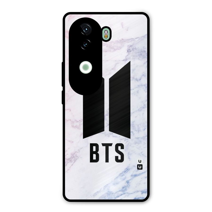 BTS Logo Marble Print Metal Back Case for iQOO Z9s