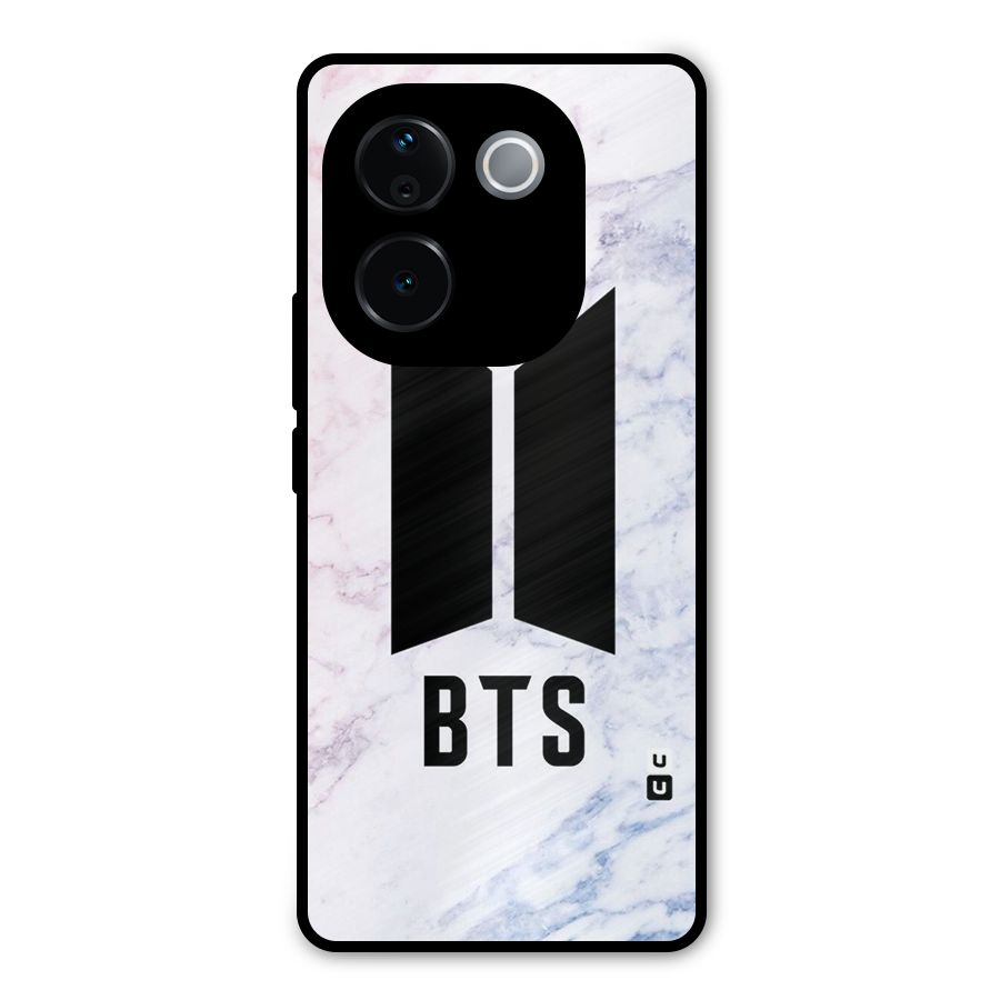 BTS Logo Marble Print Metal Back Case for iQOO Z9s Pro