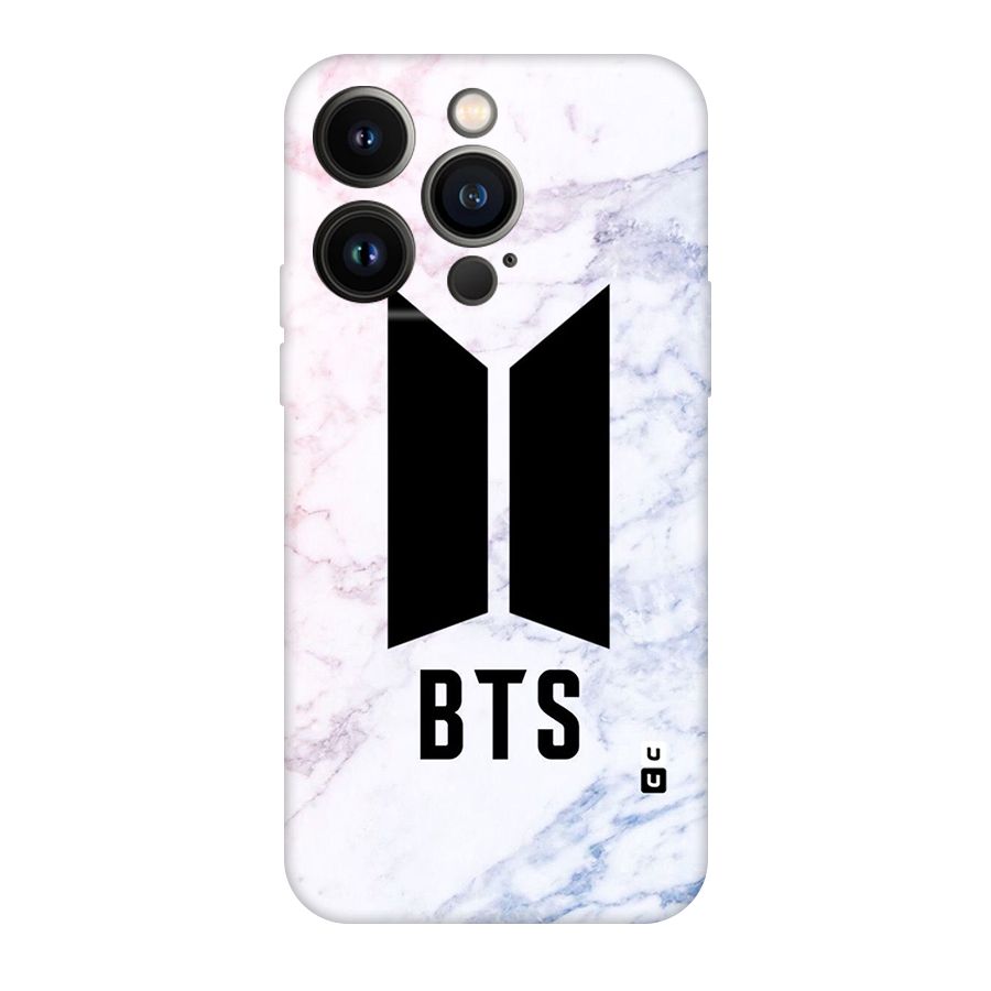 BTS Logo Marble Print Original Polycarbonate Back Case for iPhone 14 Pro