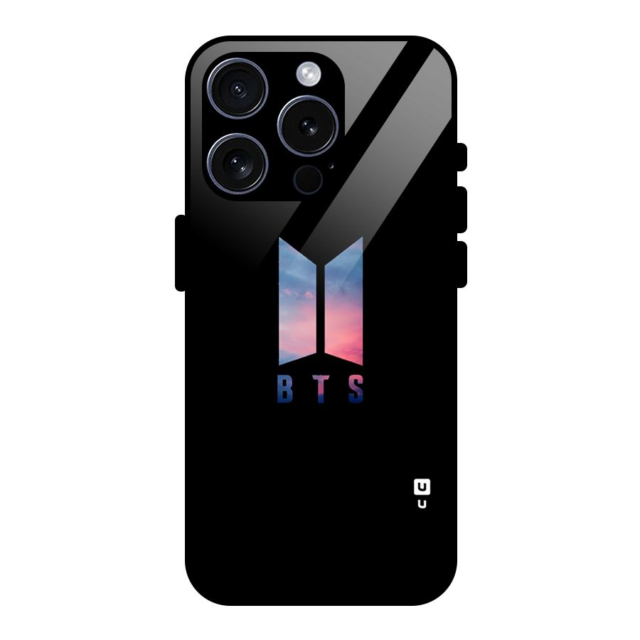 BTS Logo Sky Glass Back Case for iPhone 15 Pro