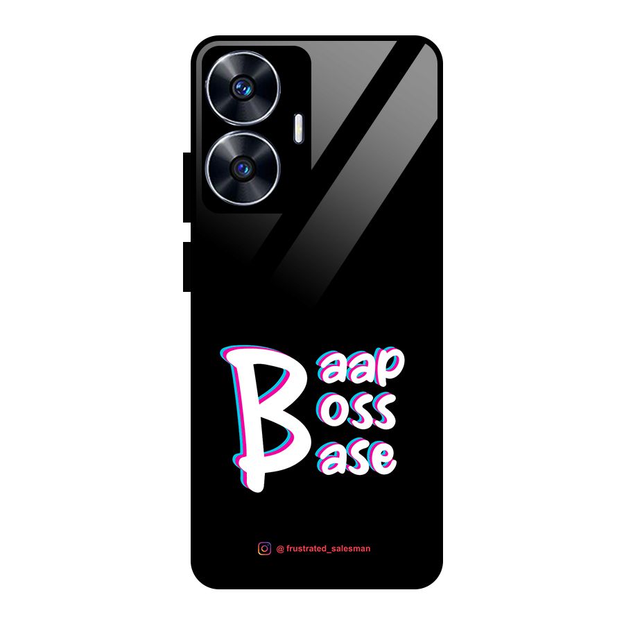 Baap Boss Base Black Glass Back Case for Realme Narzo N55