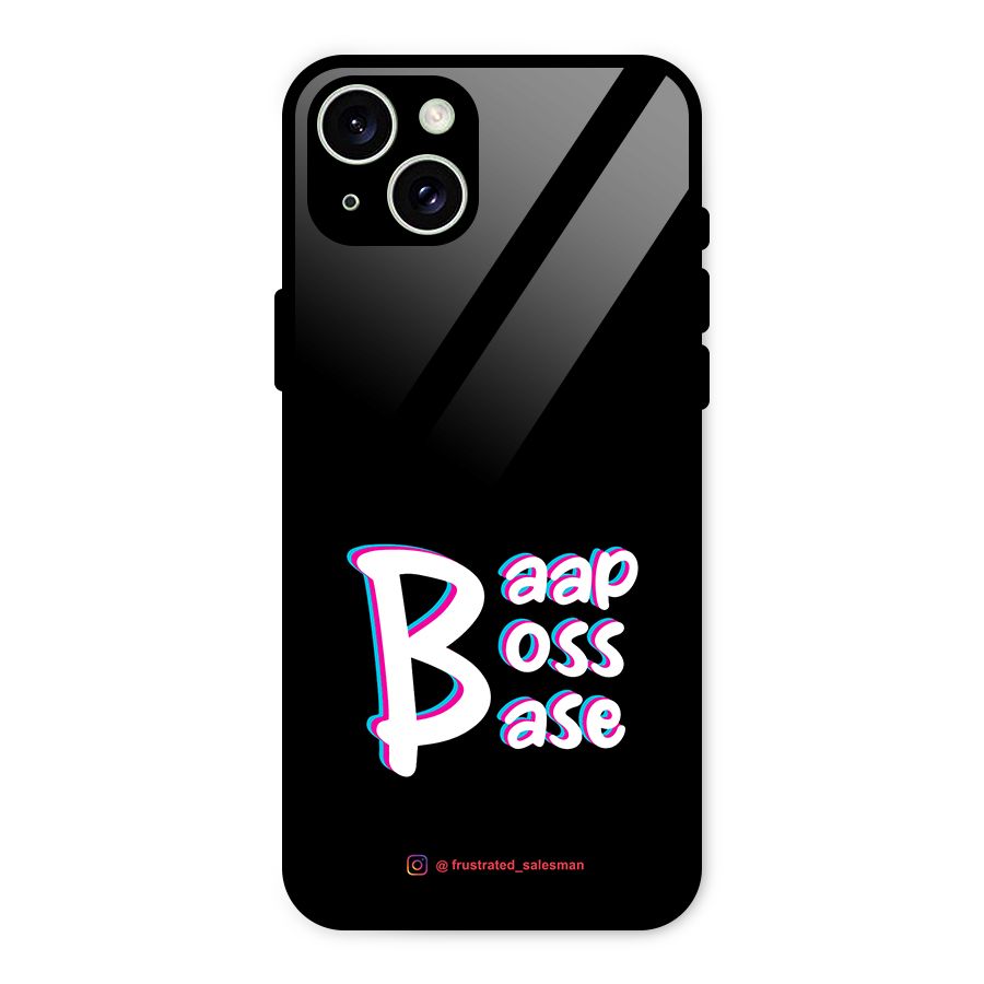 Baap Boss Base Black Glass Back Case for iPhone 15 Plus