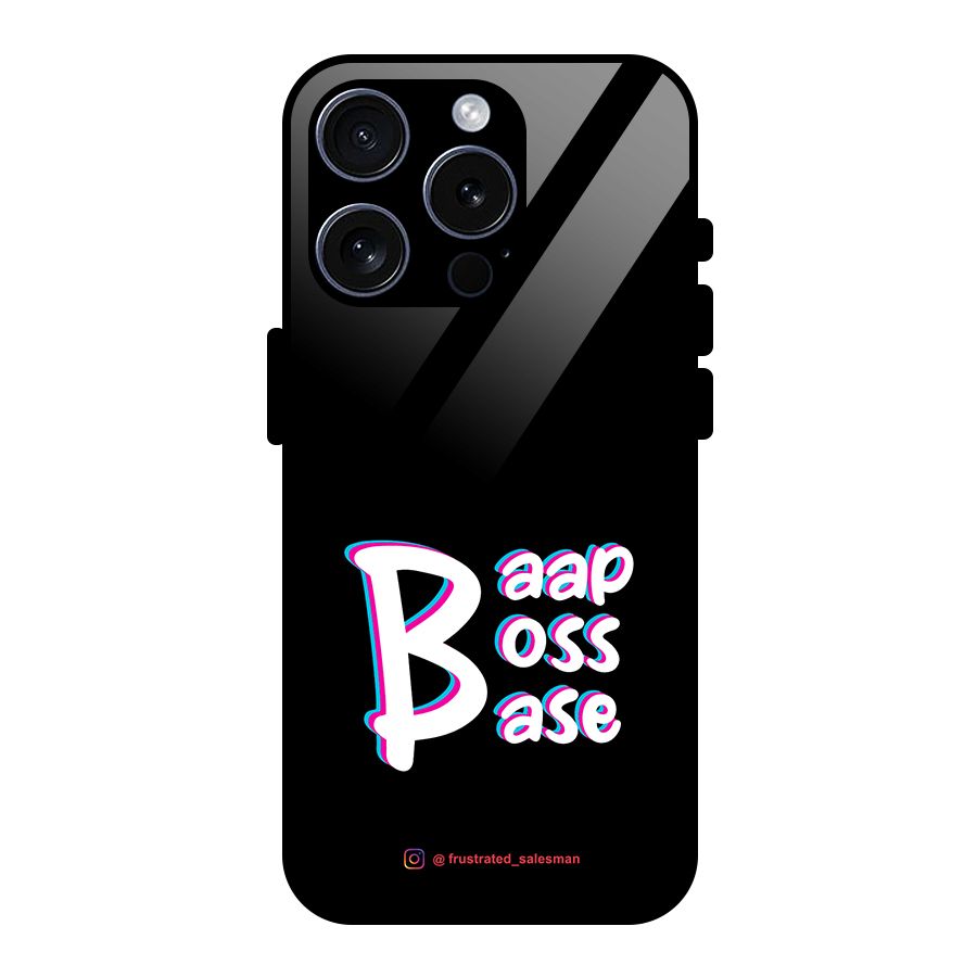 Baap Boss Base Black Glass Back Case for iPhone 15 Pro