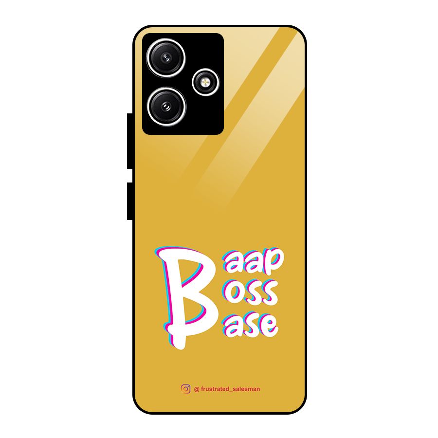 Baap Boss Base Mustard Yellow Glass Back Case for Poco M6 Pro