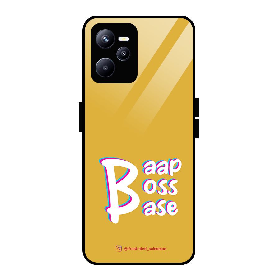 Baap Boss Base Mustard Yellow Glass Back Case for Realme C35