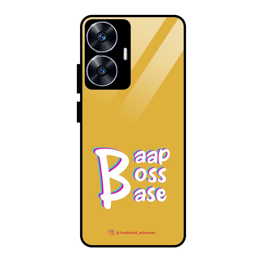 Baap Boss Base Mustard Yellow Glass Back Case for Realme Narzo N55