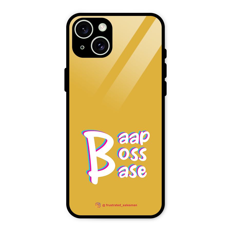 Baap Boss Base Mustard Yellow Glass Back Case for iPhone 15 Plus