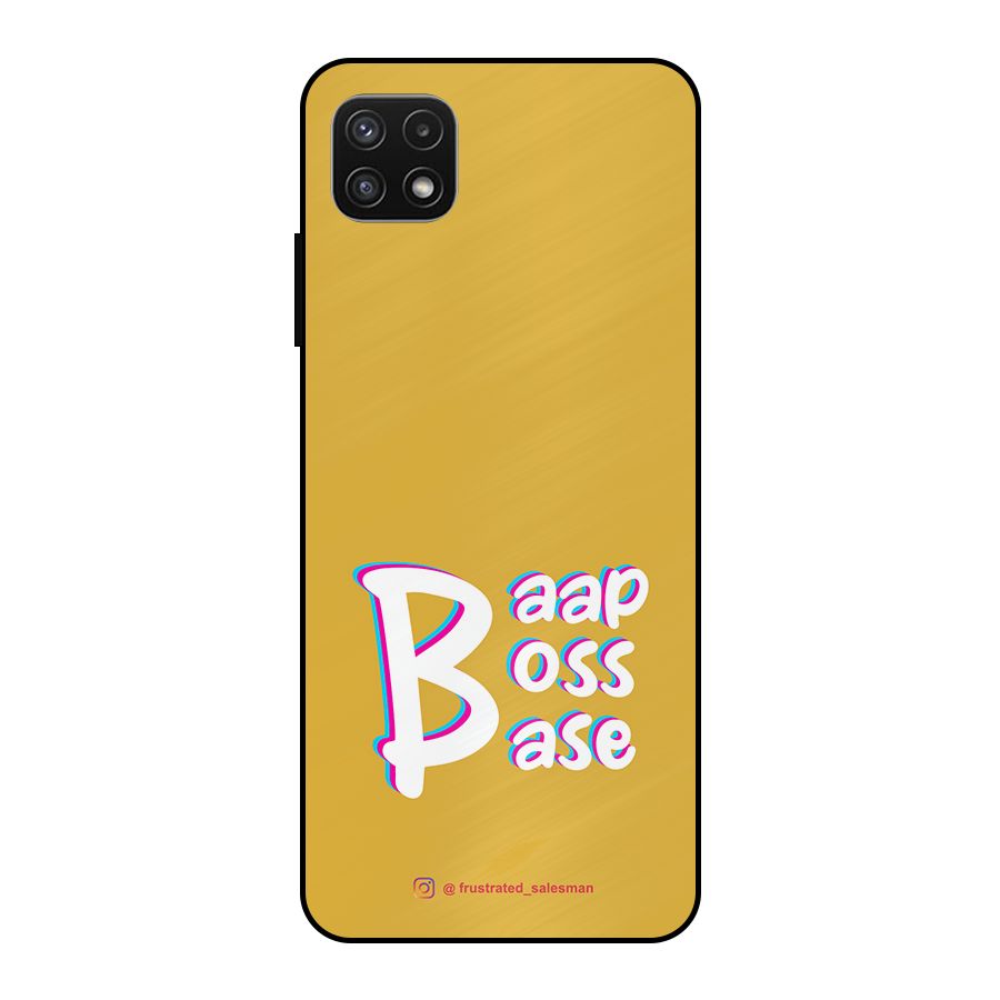 Baap Boss Base Mustard Yellow Metal Back Case for Galaxy A22 5G