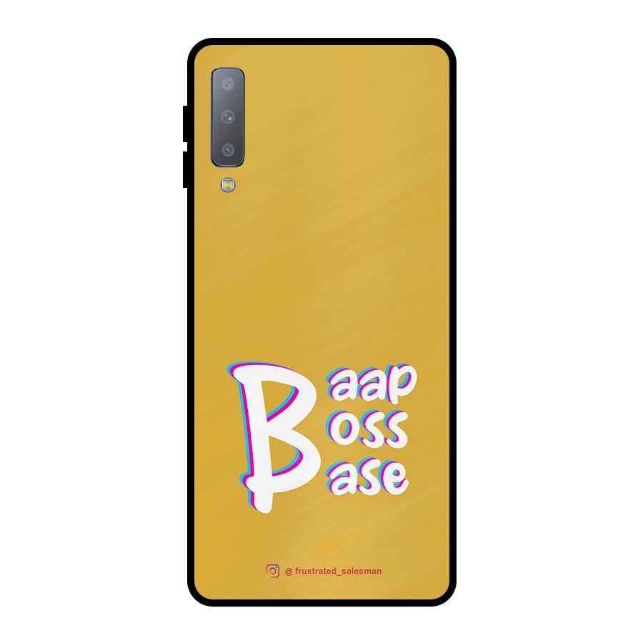 Baap Boss Base Mustard Yellow Metal Back Case for Galaxy A7 (2018)