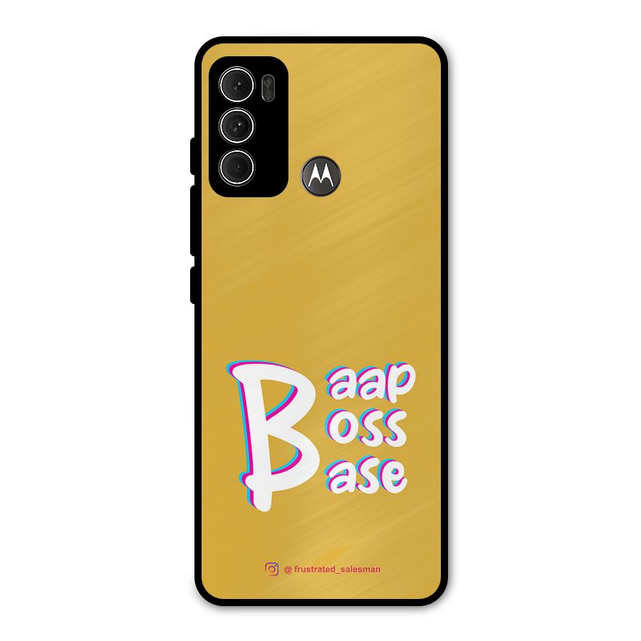 Baap Boss Base Mustard Yellow Metal Back Case for Moto G60