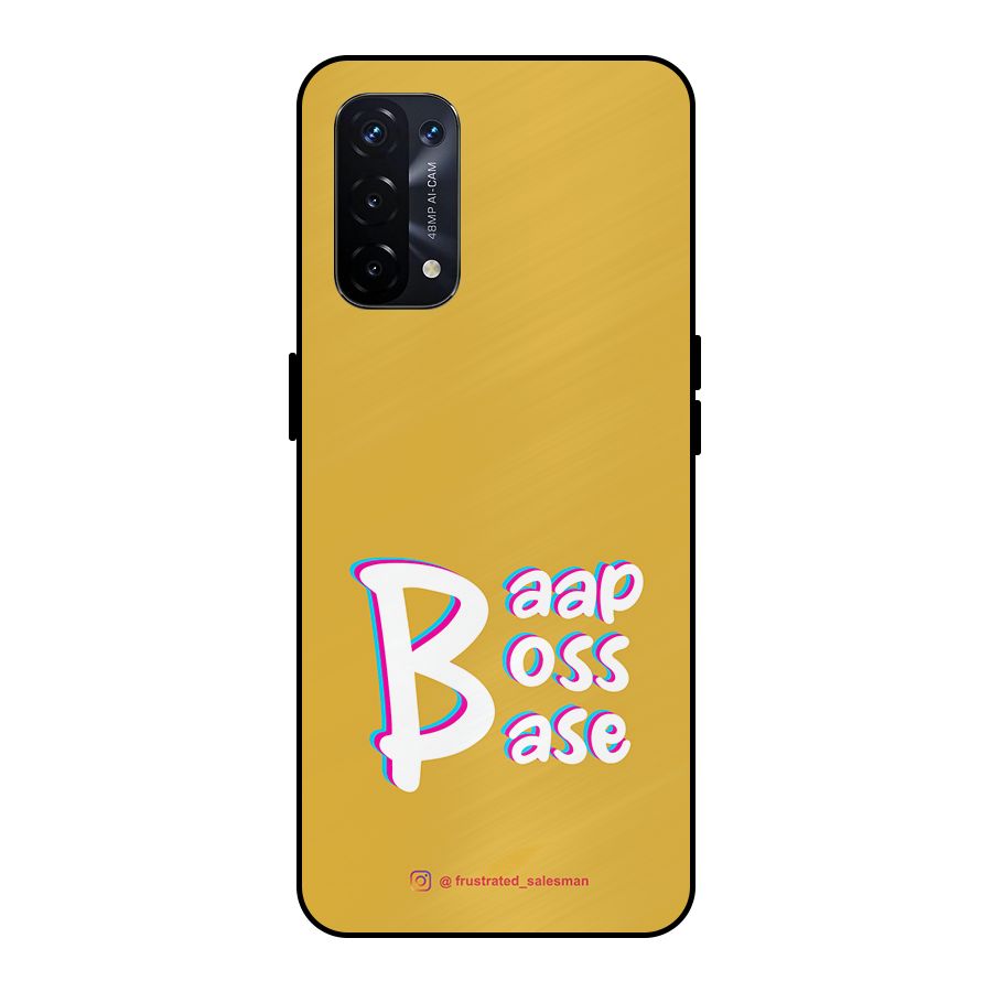Baap Boss Base Mustard Yellow Metal Back Case for Oppo A74 5G