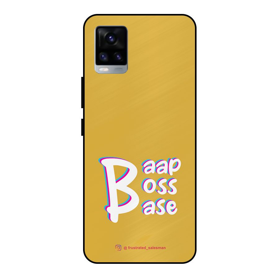 Baap Boss Base Mustard Yellow Metal Back Case for Vivo V20