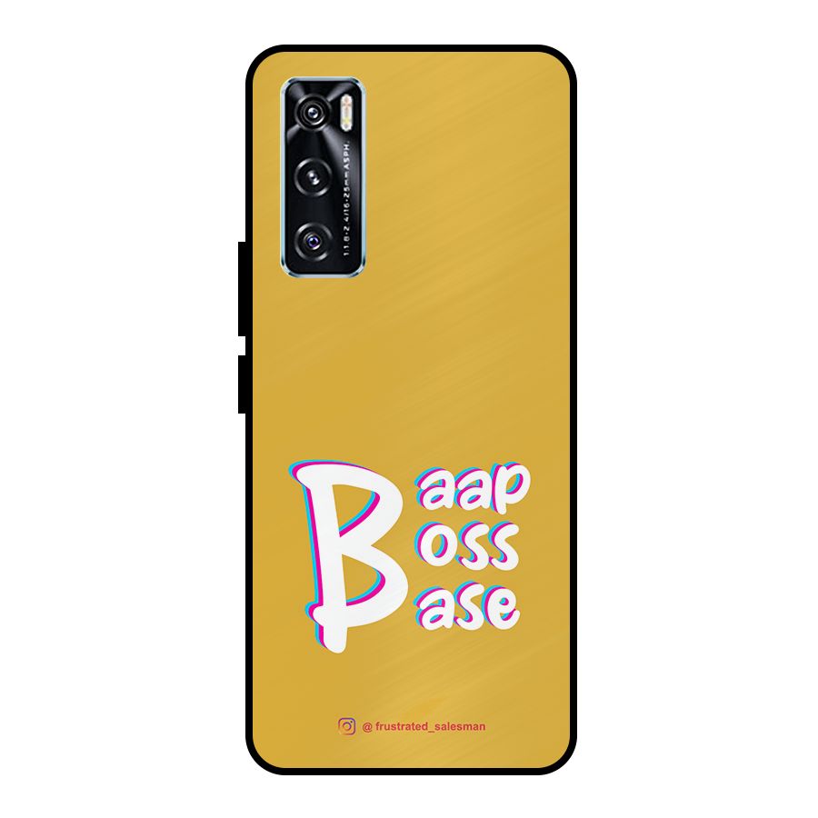 Baap Boss Base Mustard Yellow Metal Back Case for Vivo V20 SE