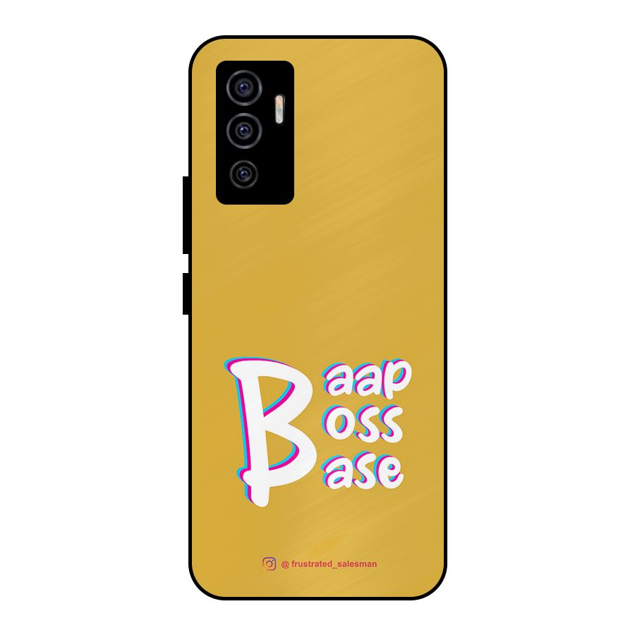 Baap Boss Base Mustard Yellow Metal Back Case for Vivo V23e