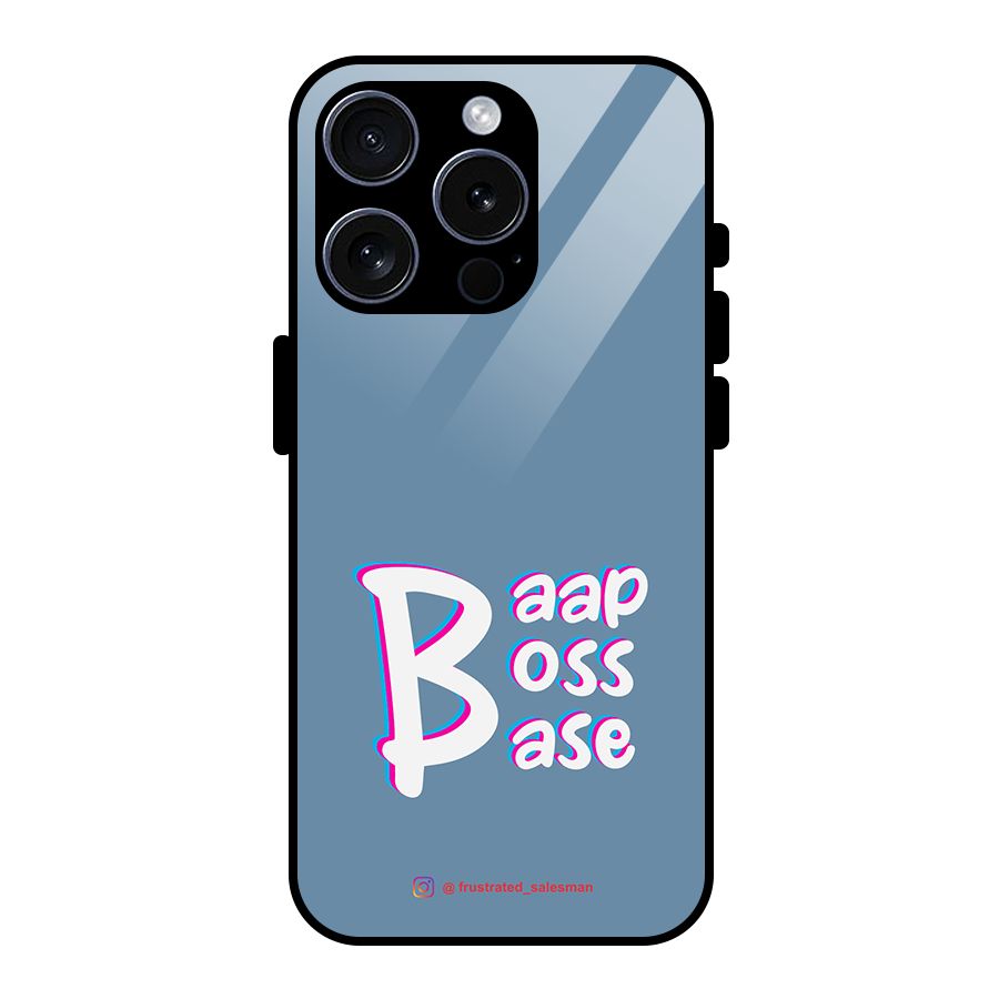 Baap Boss Base SteelBlue Glass Back Case for iPhone 15 Pro