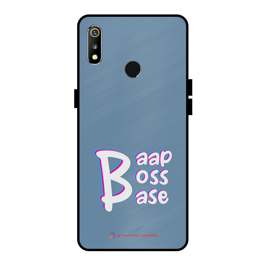 Baap Boss Base SteelBlue Metal Back Case for Realme 3i